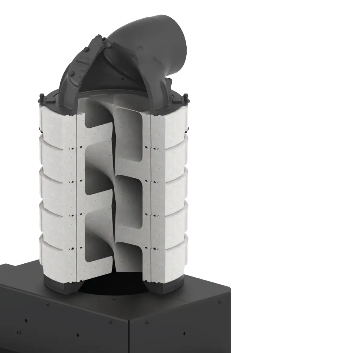 Hoxter Kamineinsatz - Speicheraufsatz im Querschnitt