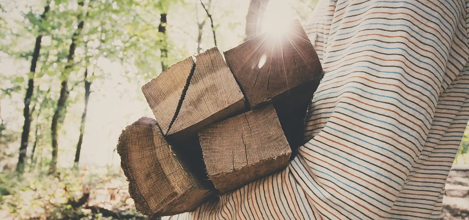 Brennholz auf dem Arm